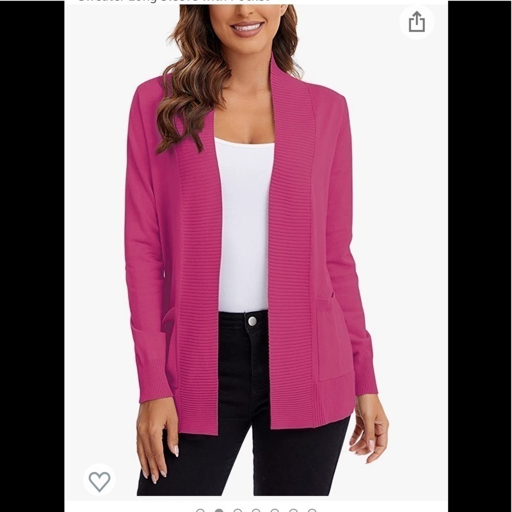 Women's Lightweight Open Front Knit Cardigan Sweater Long Sleeve with Pocket M